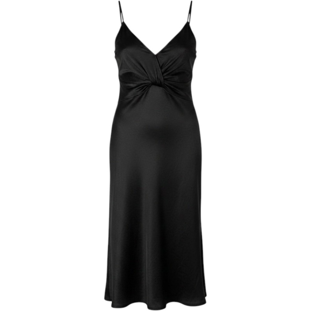Anne Klein Womens Party Dress Size 14 Black Midi Spaghetti Straps Special Event